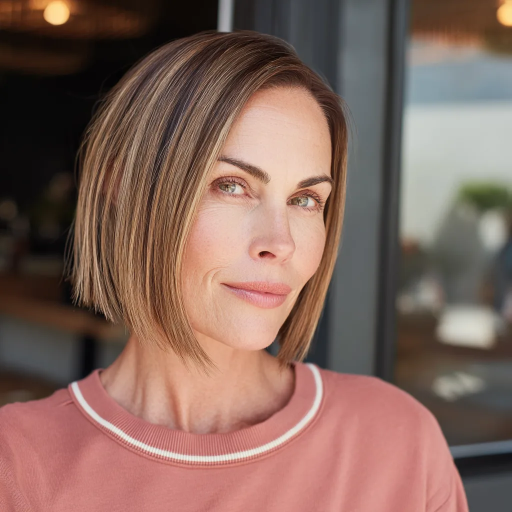 Sleek Modern Bob with Subtle Caramel Highlights