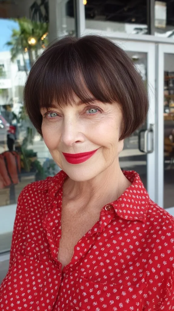 Sleek Rounded Short Bob with Blunt Micro-Bangs