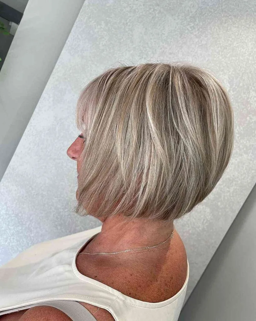 Sleek Short Layered Bob for Women Over 50 with Delicate Hair