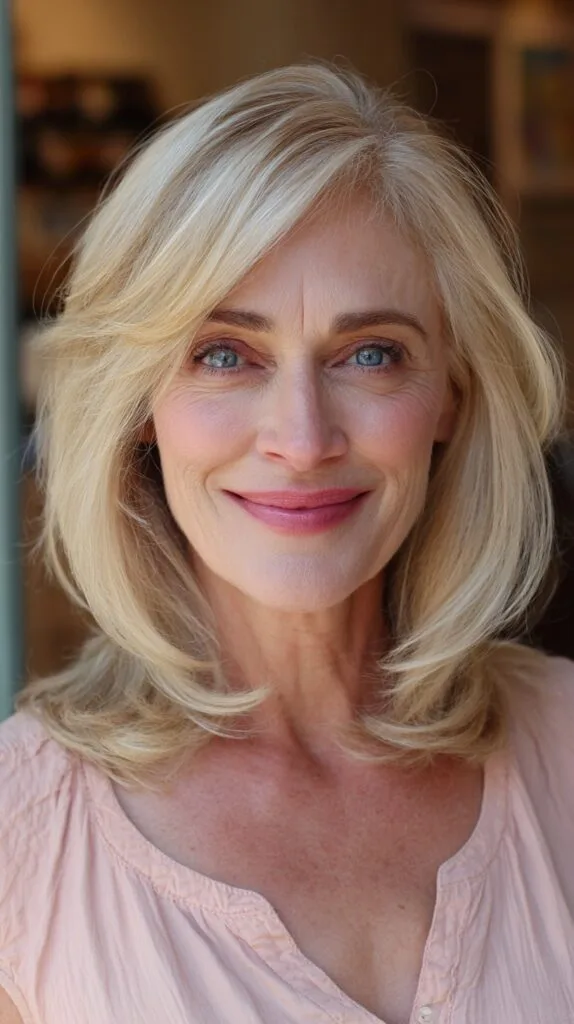 Soft Blonde Layered Cut for Mature Women