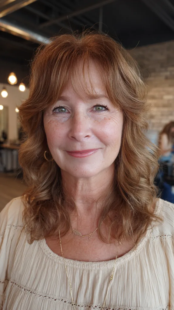 Soft Layered Auburn Waves with Gentle Face-Frame