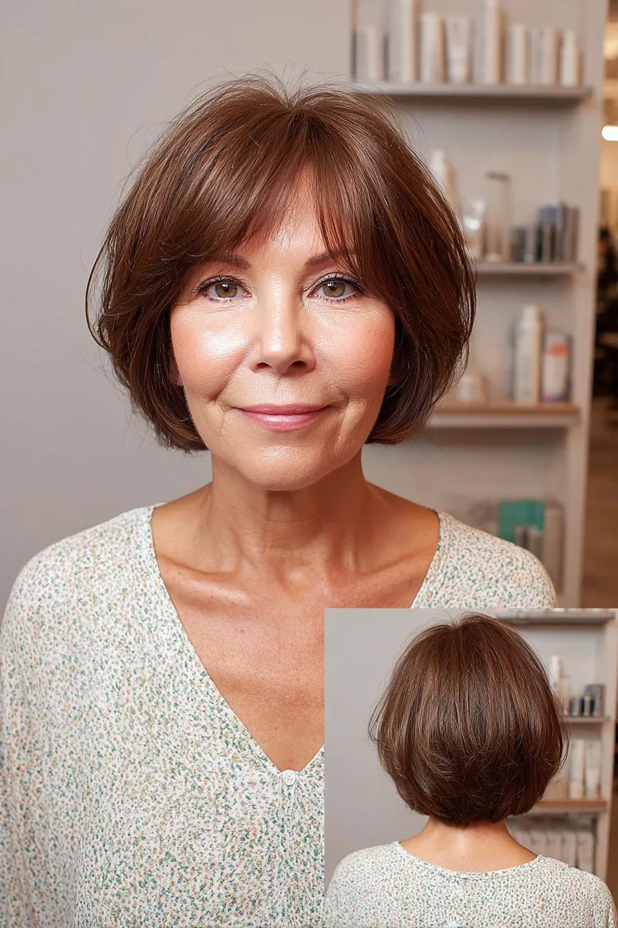 Soft layered bob with bangs