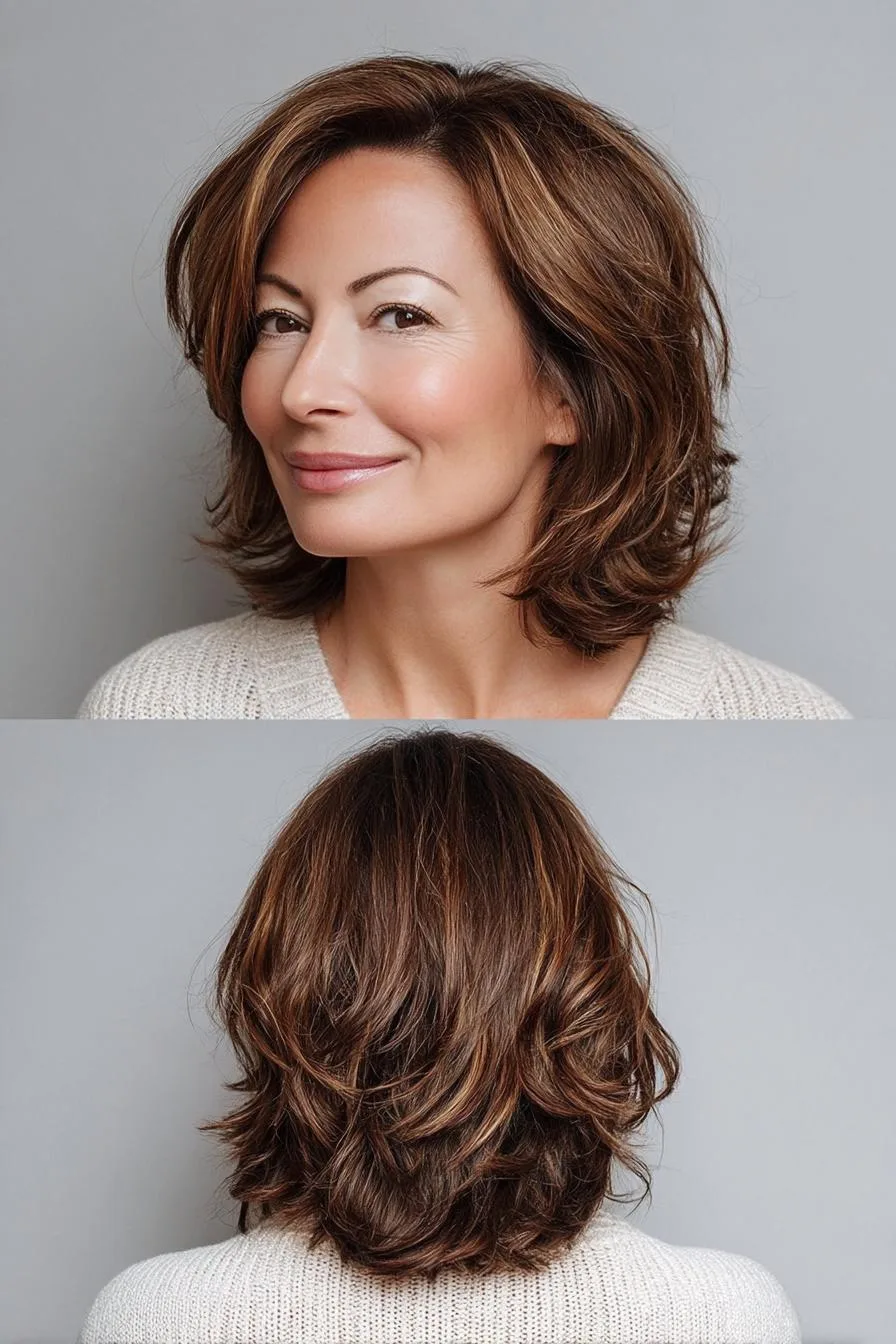 Soft Layered Chestnut Bob