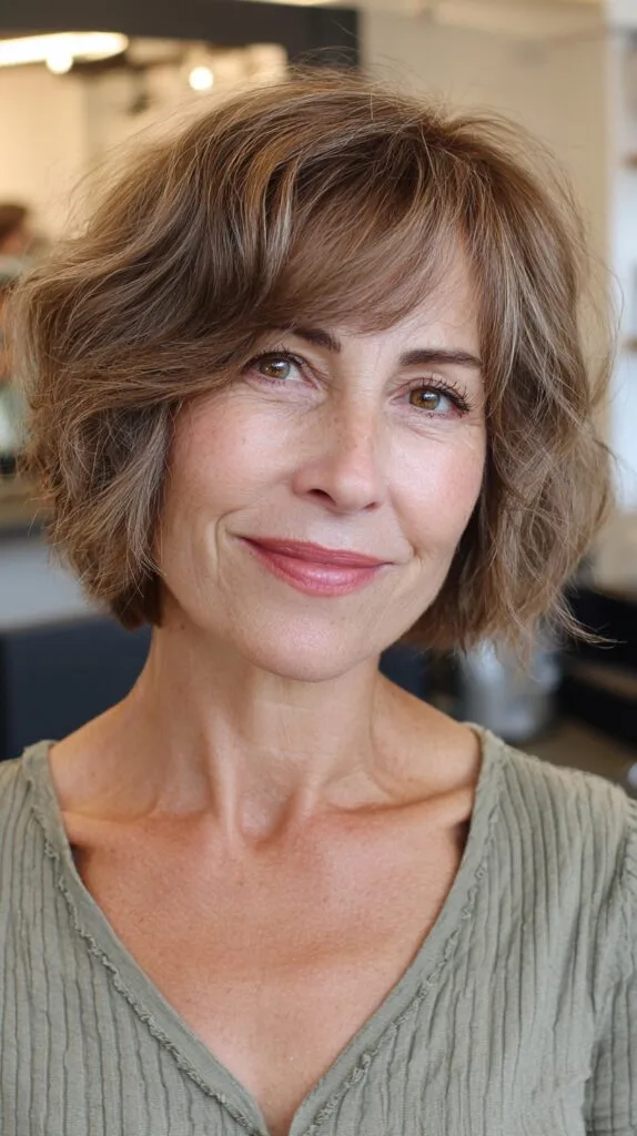 Soft Layered Tawny Bob for Mature Skin