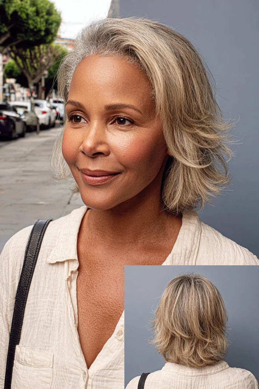 Soft Silver Blonde Bob