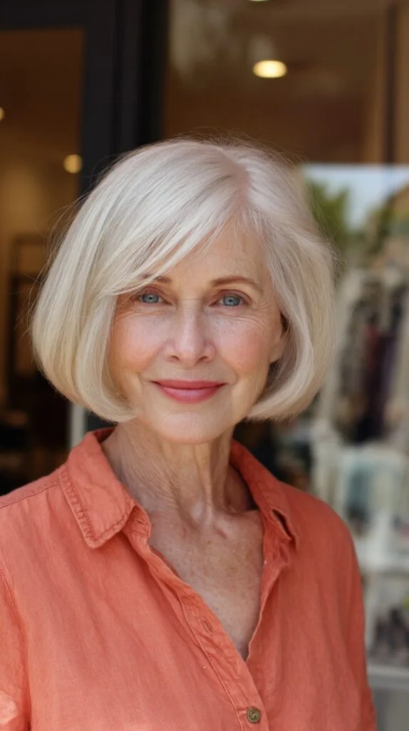 Soft Silver Bob with Gentle Face-Framing Layers