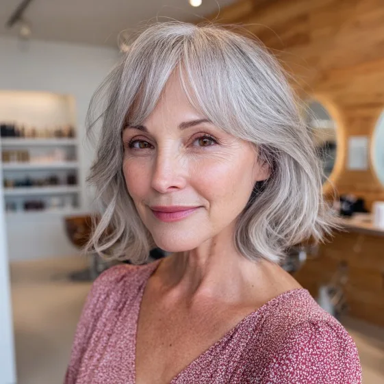 Soft Silver Butterfly Cut with Layered Texture