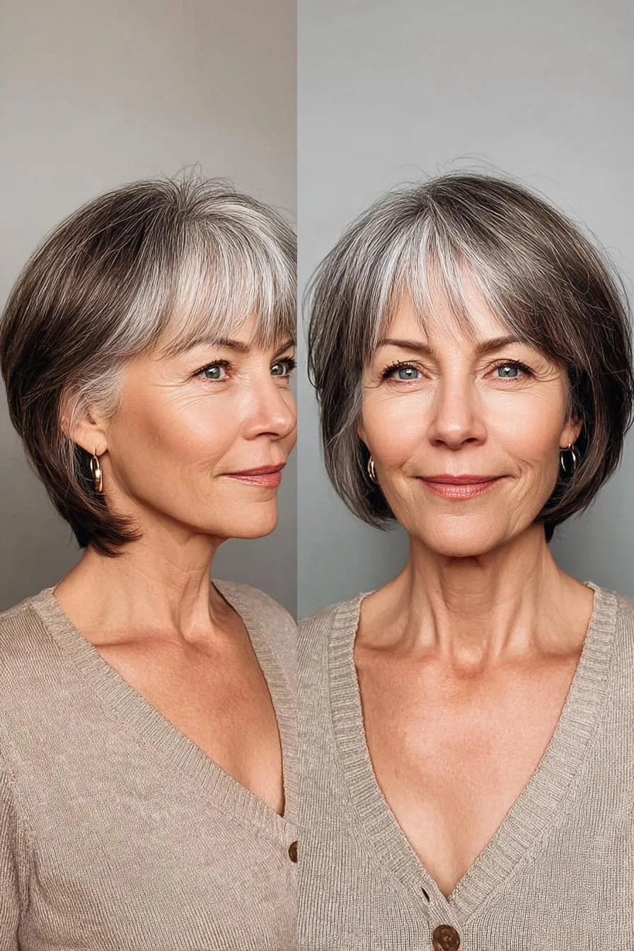 Soft Silver Layered Bob