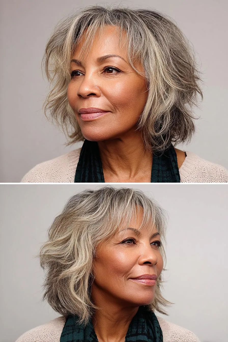 Soft Silver Shag Waves
