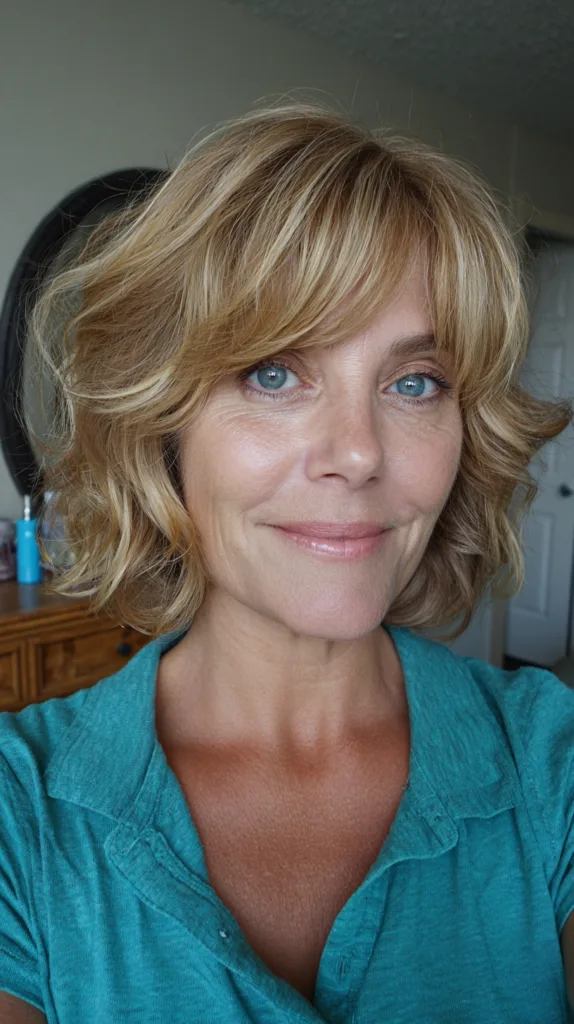 Soft Textured Bob with Side Bangs for Women Over 50
