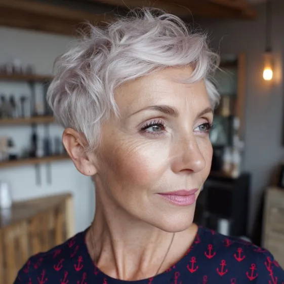 Soft Textured Pixie Cut with Subtle Highlights