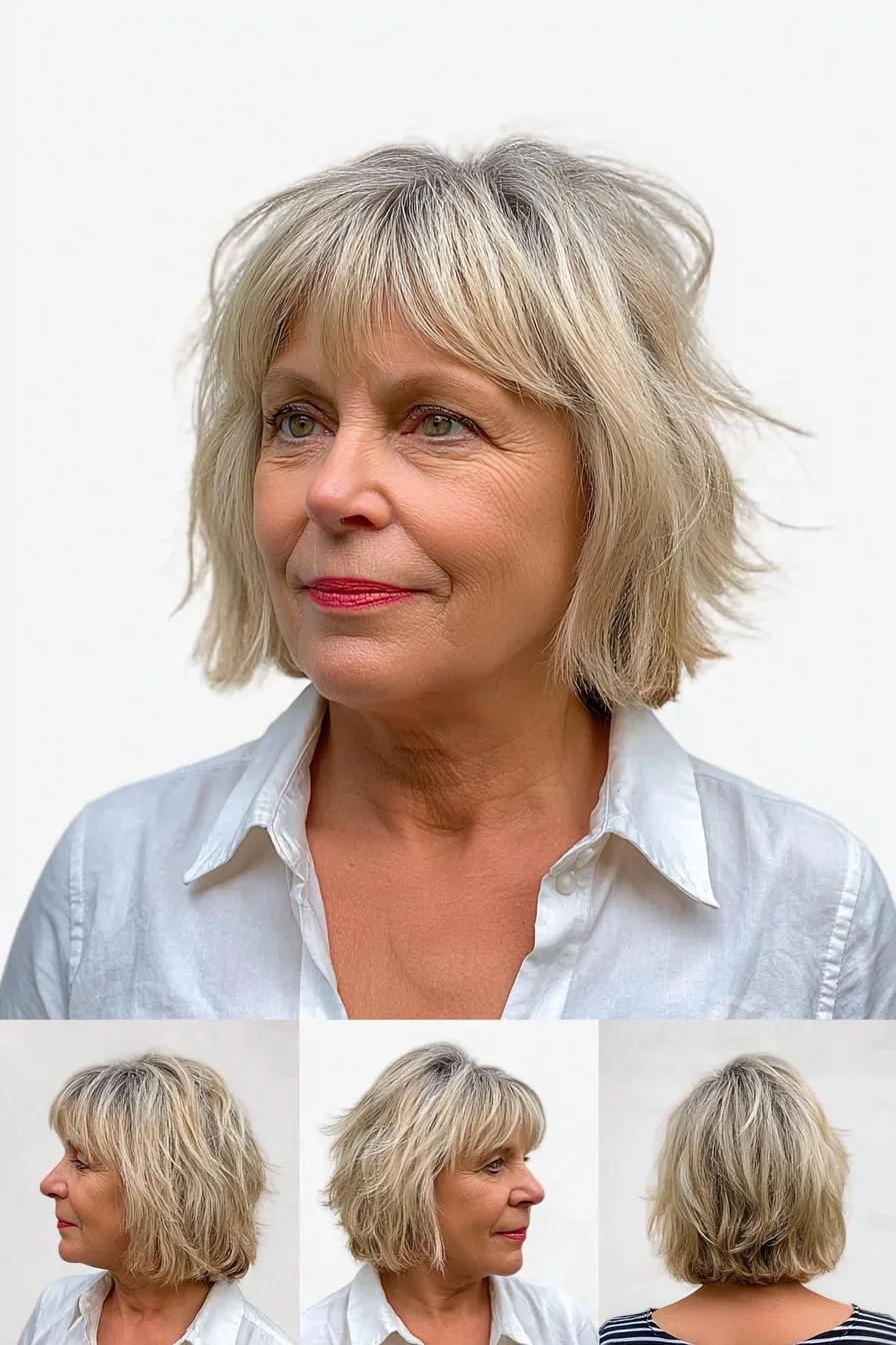 Soft Tousled Blonde Bob