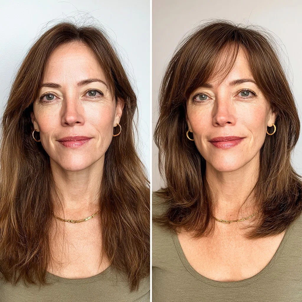 Soft Voluminous Brunette Bob with Natural Highlights