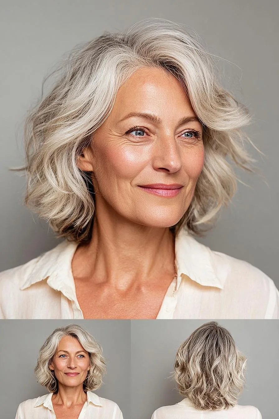 Soft Wavy Silver Bob