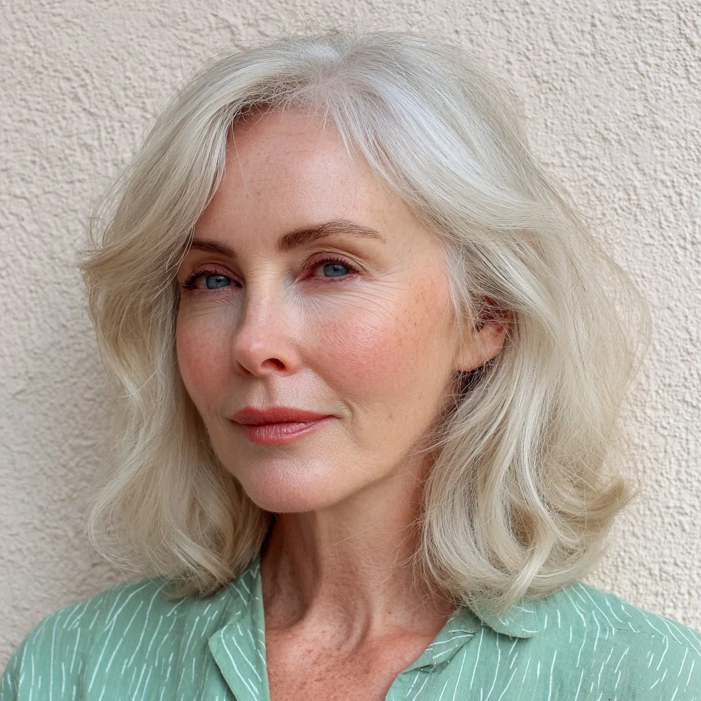 Softly Curled Platinum Blonde with Gentle Layers