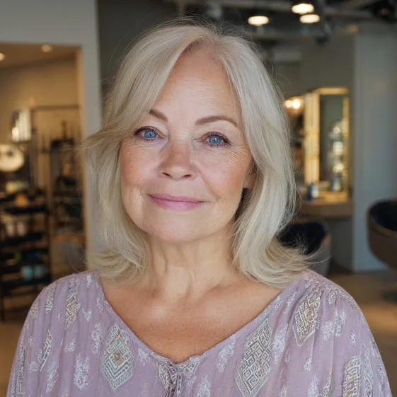 Softly Layered Ash Blonde Cut with Natural Movement