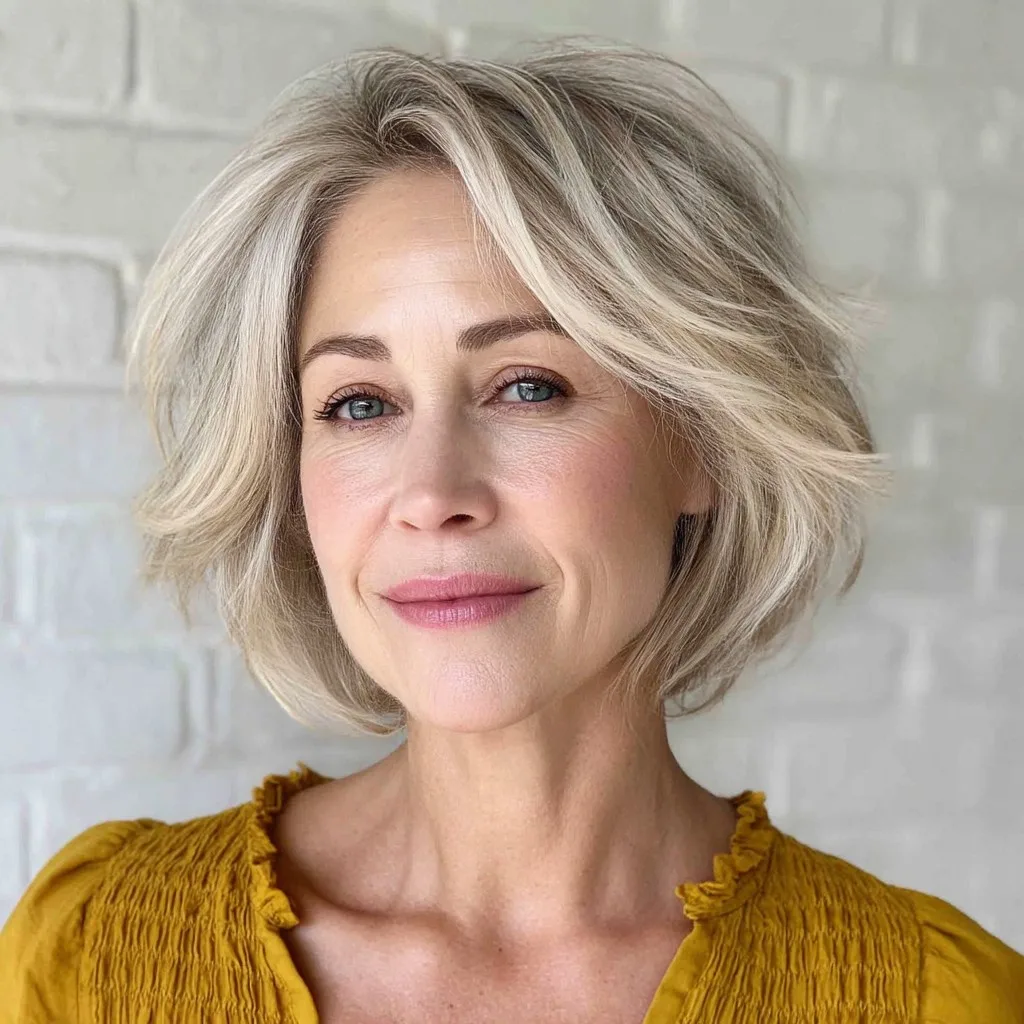 Softly Layered Textured Bob with Subtle Highlights
