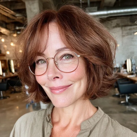 Softly Textured Bob with Gentle Bangs