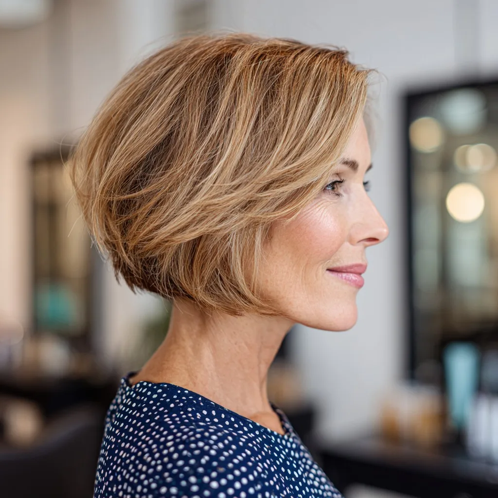 Stylish Angled Bob with Soft Highlights