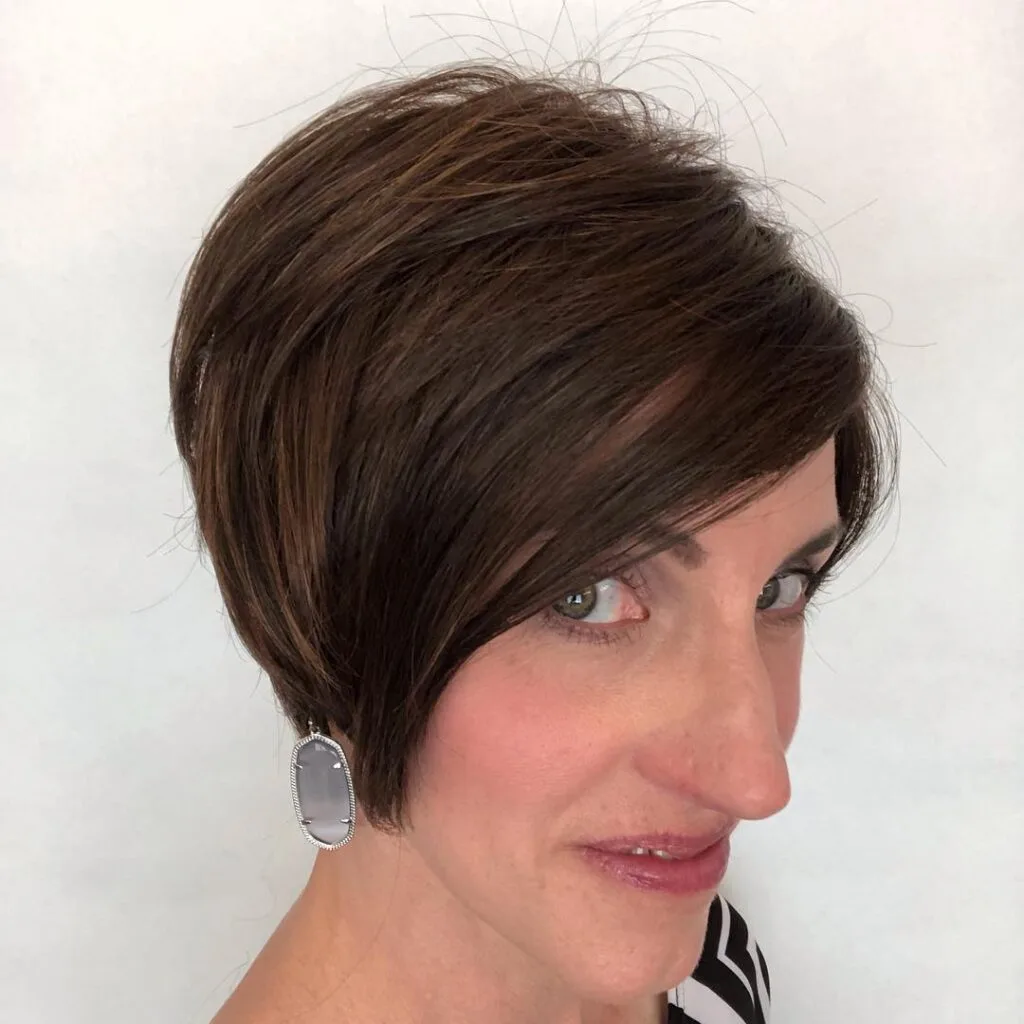 Stylish Angled Pixie Cut with Subtle Layers