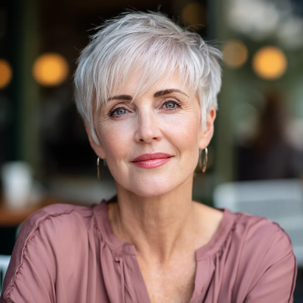 Stylish Asymmetrical Pixie Cut with Subtle Long Bangs