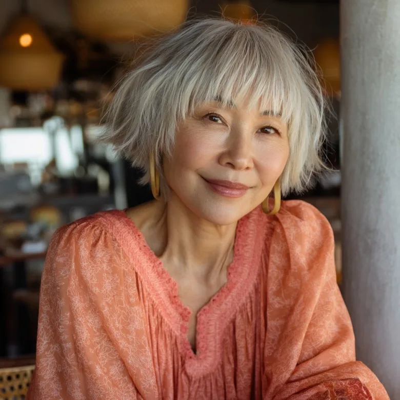 Stylish Choppy Bob with Wispy Bangs