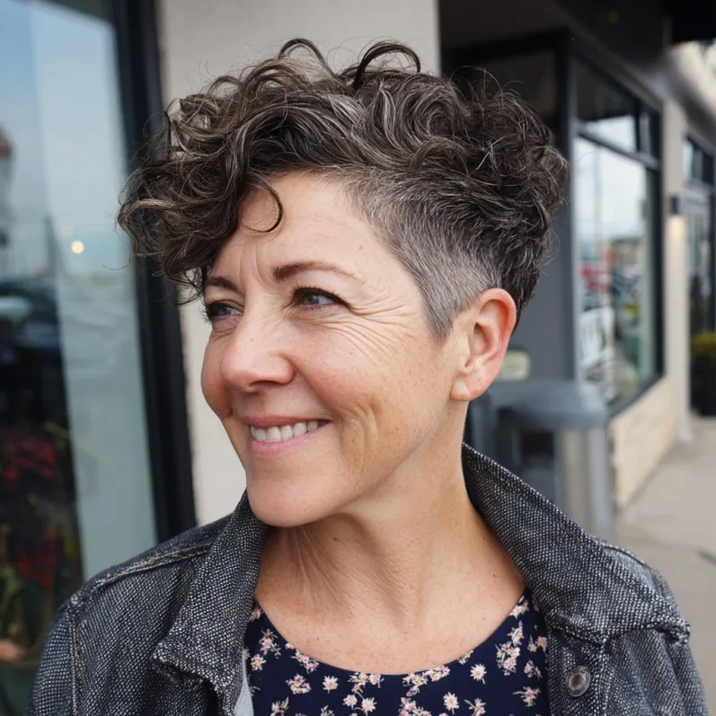 Stylish Curly Undercut Pixie with Defined Texture