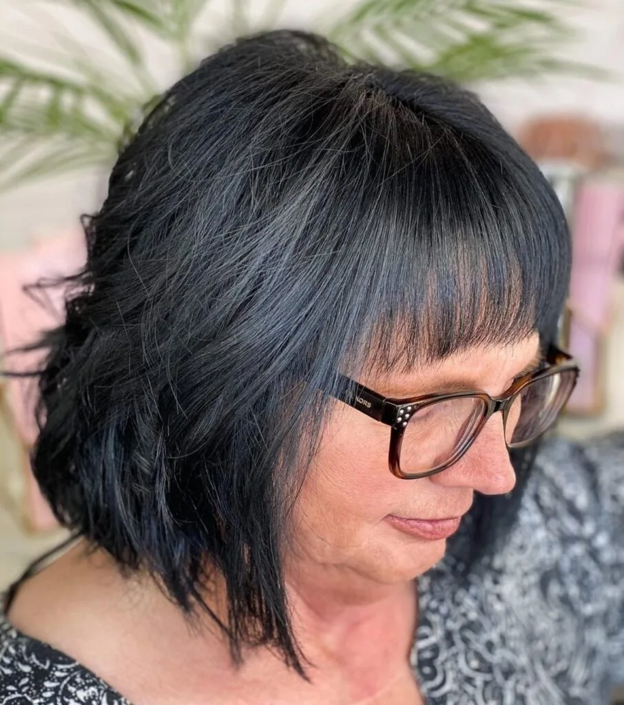 Stylish layered bob for women with glasses
