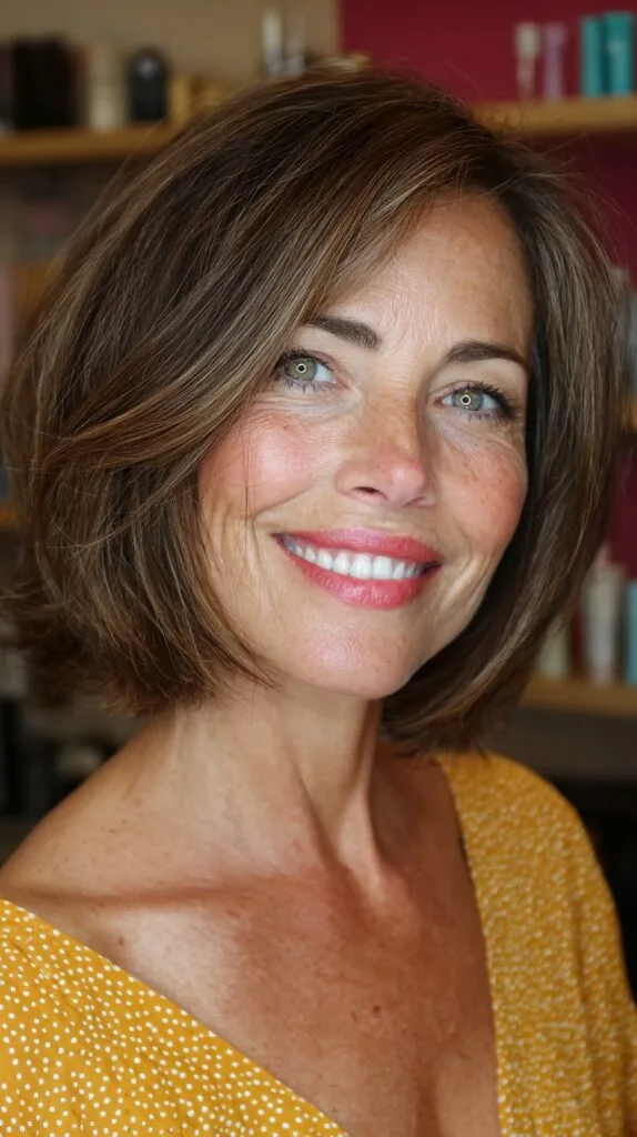Stylish Layered Bob with Natural Highlights
