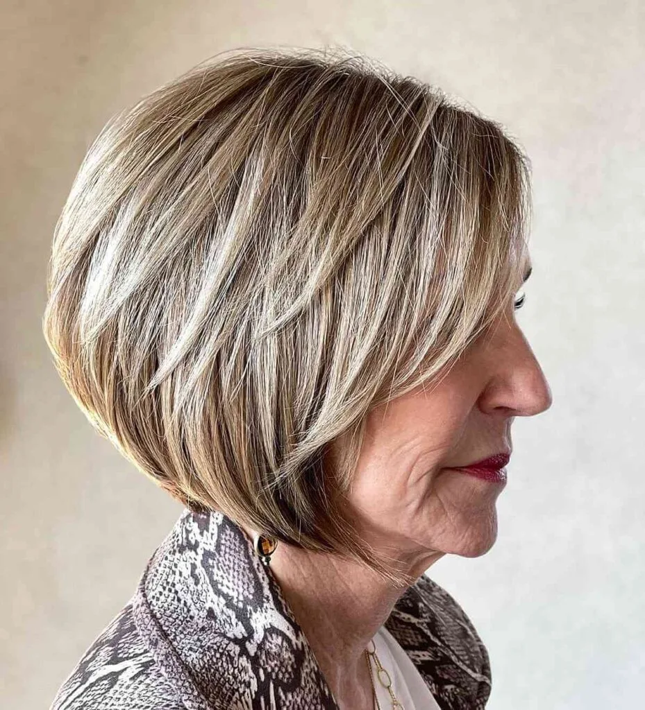 Stylish Short Layered Bob for Thick Hair Women Seventy and Up