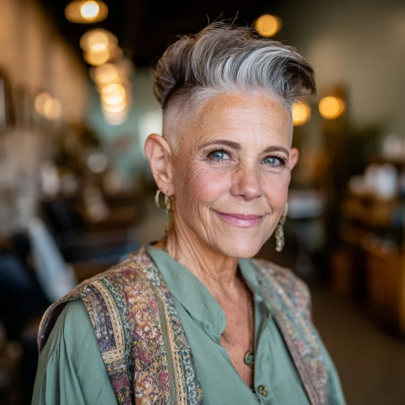 Stylish Short Undercut Pixie with Textured Top
