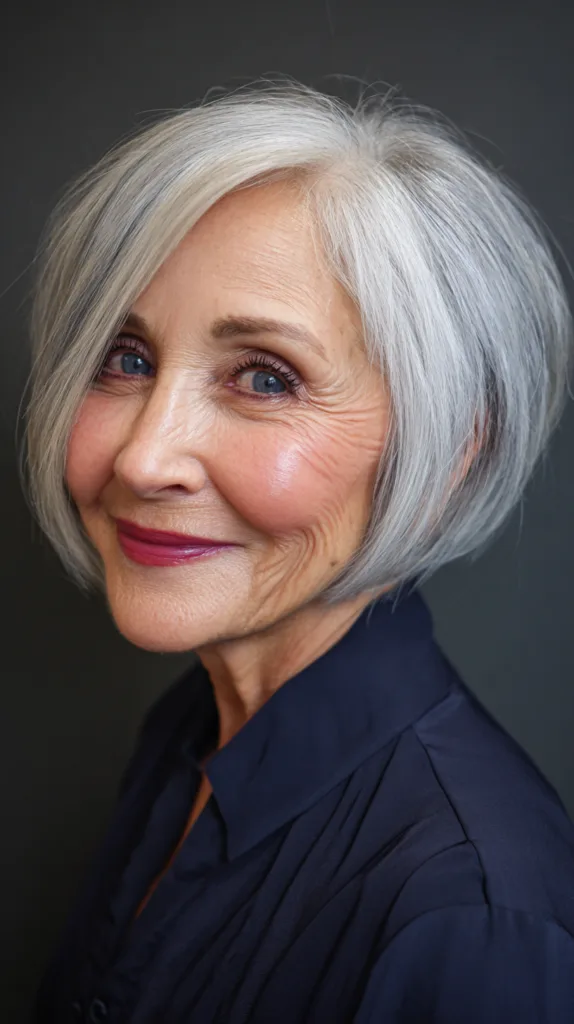 Stylish Silver Bob with Soft Layers