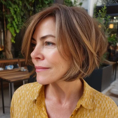 Stylish Soft Layered Bob with Subtle Highlights