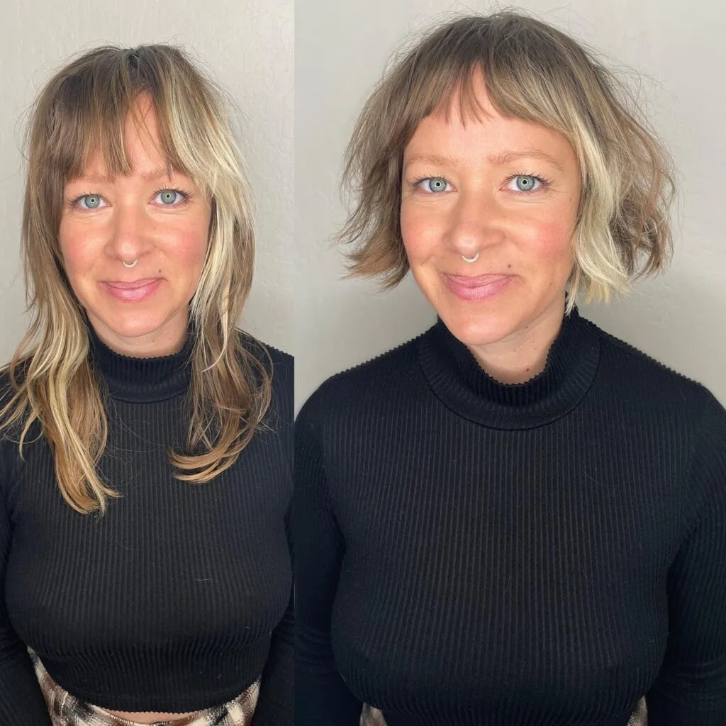 Stylish Textured Choppy Bob with Face-Enhancing Curtain Bangs