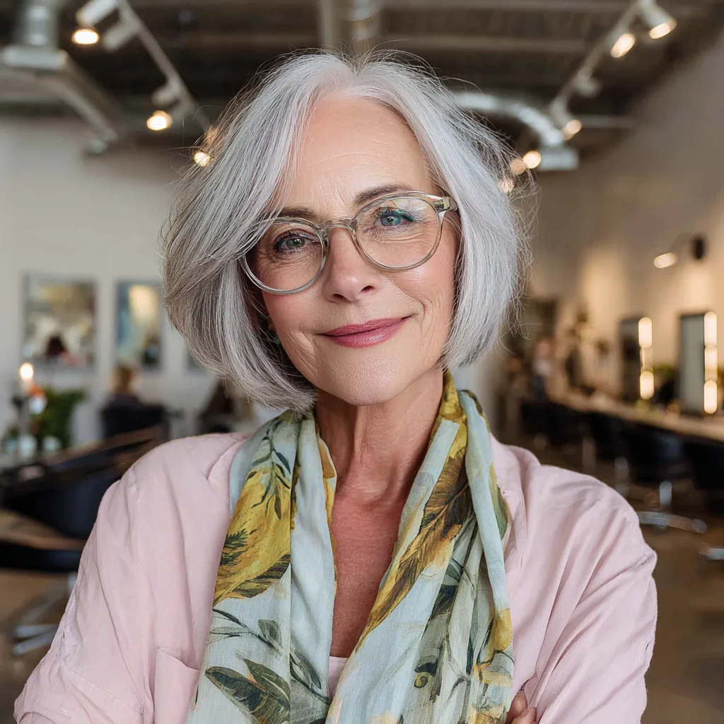 Stylish Textured One-Length Silver Bob