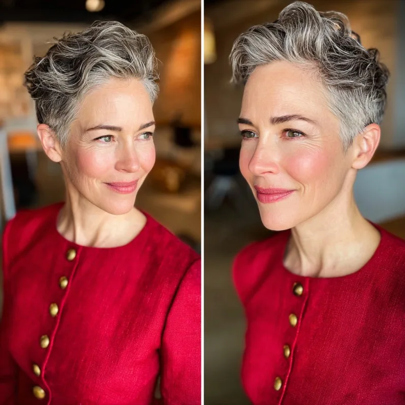 Stylish Textured Pixie Cut with Defined Waves