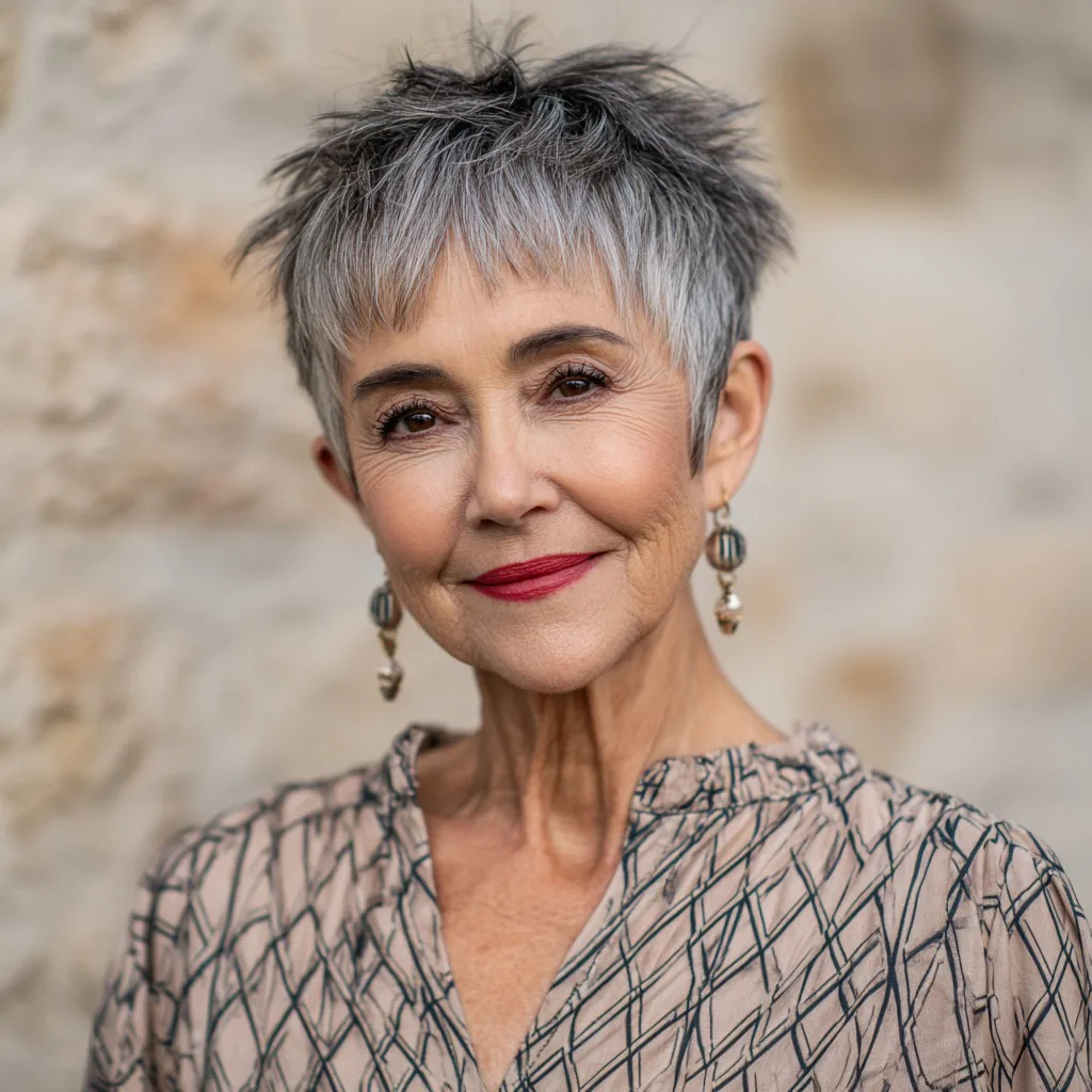 Stylish Textured Pixie Cut with Micro Bangs