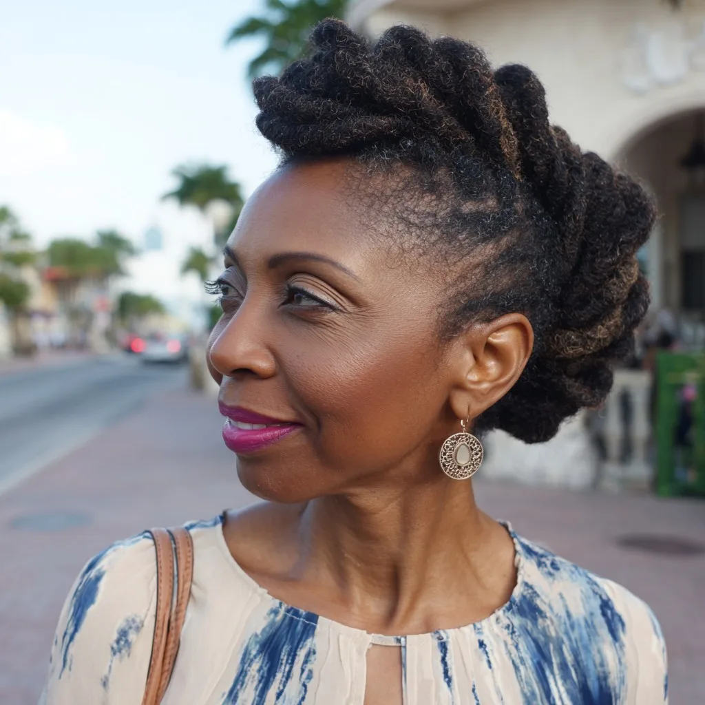 Stylish Twisted Crown Updo for Coily Hair