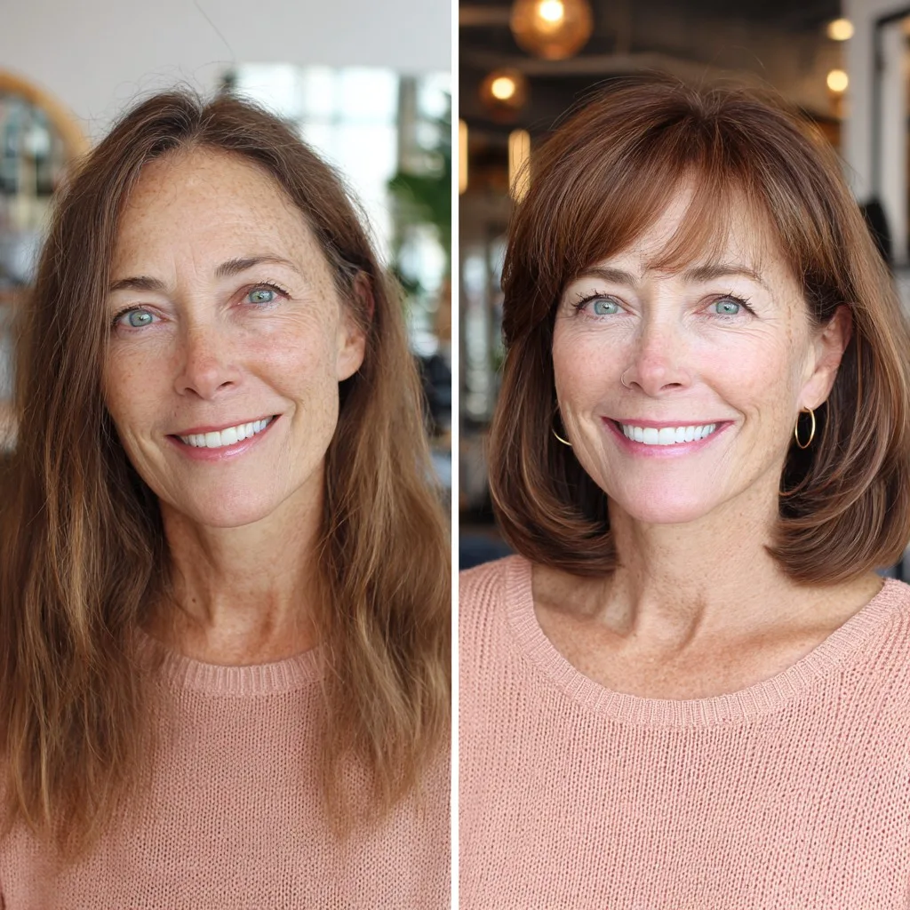 Stylish Vintage-Inspired Shoulder-Length Cut with Face-Framing Layers