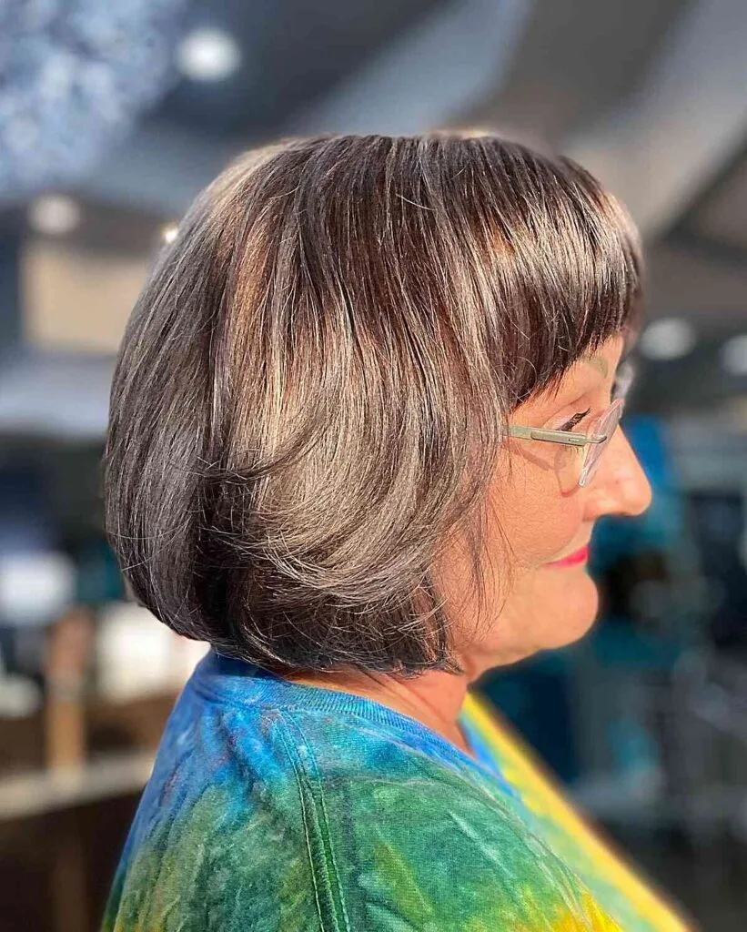 Subtle Light Brown Lowlights and Highlights Hair Colors for Women Over 50