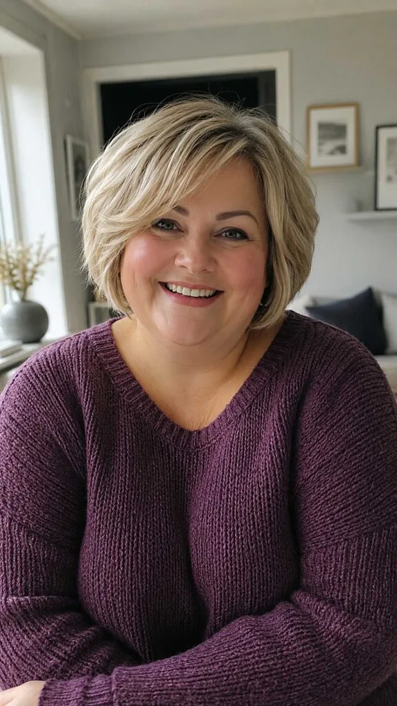 Textured blonde bob with natural body and soft layers