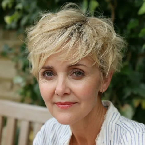 Textured Blonde Pixie Cut with Effortless Movement