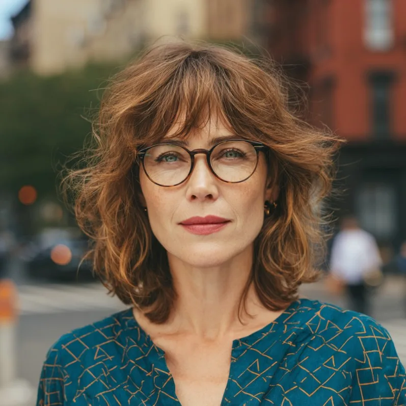 Textured Bob with Soft Curtain Bangs