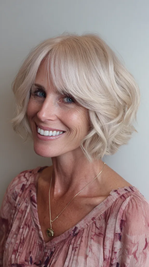 Textured Bob with Soft Side Bangs for Effortless Elegance