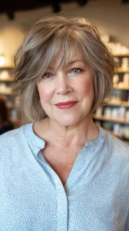 Textured Bob with Soft Side Bangs