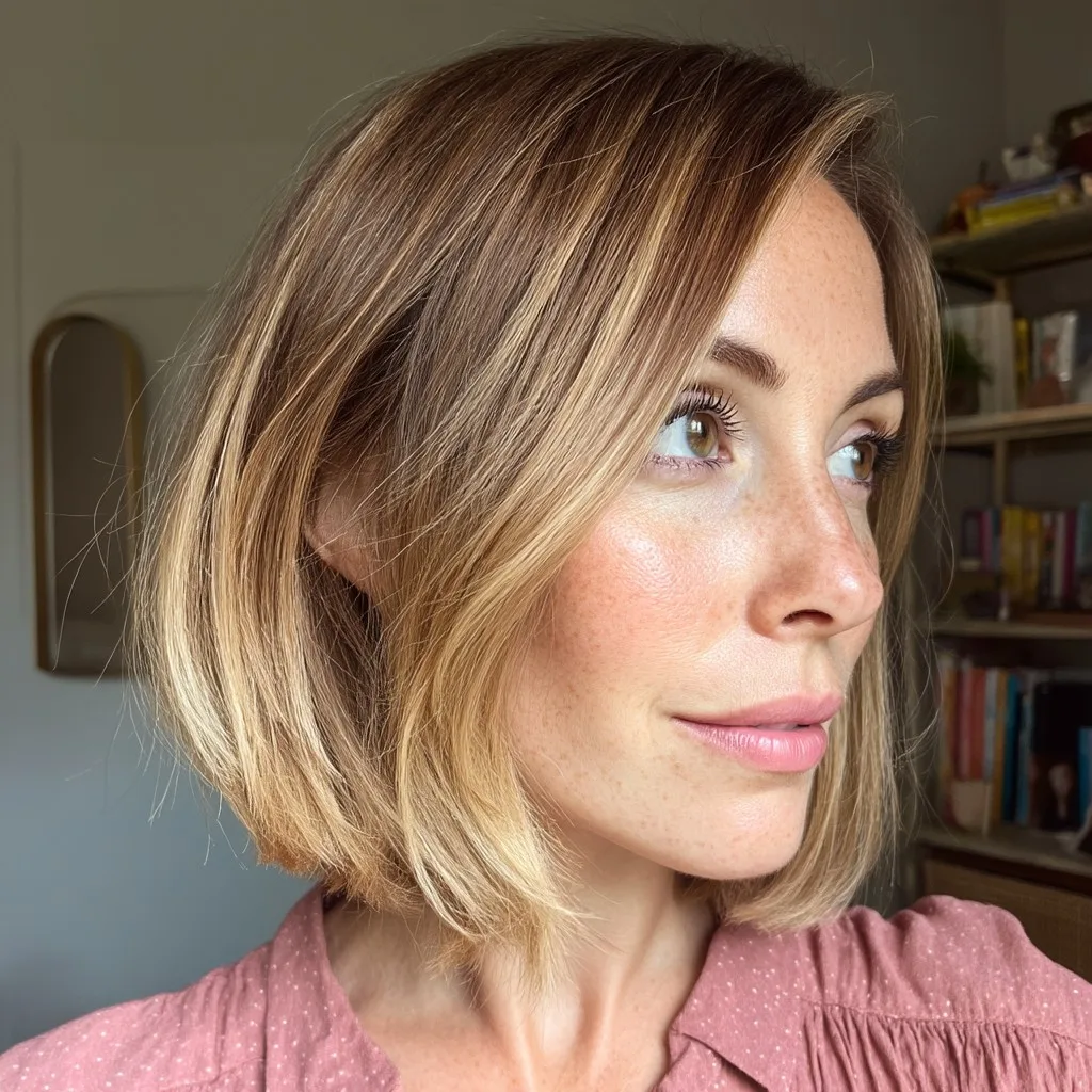 Textured Bob with Warm Blonde Highlights