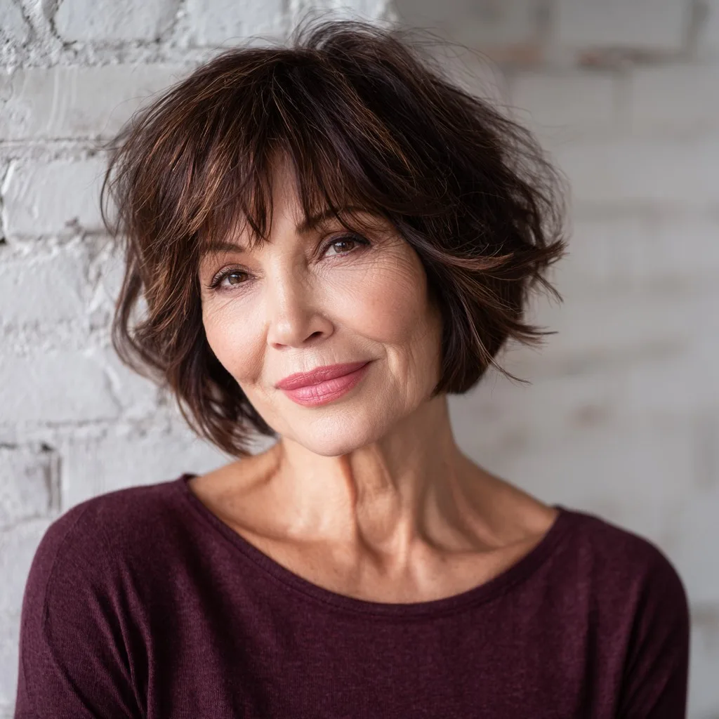 Textured Brunette Bob with Face-Framing Layers