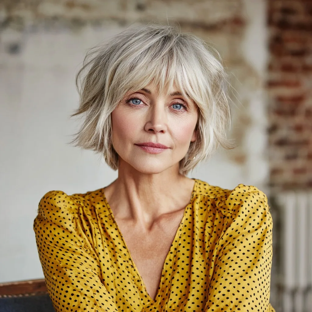 Textured Choppy Bob with Soft Bangs