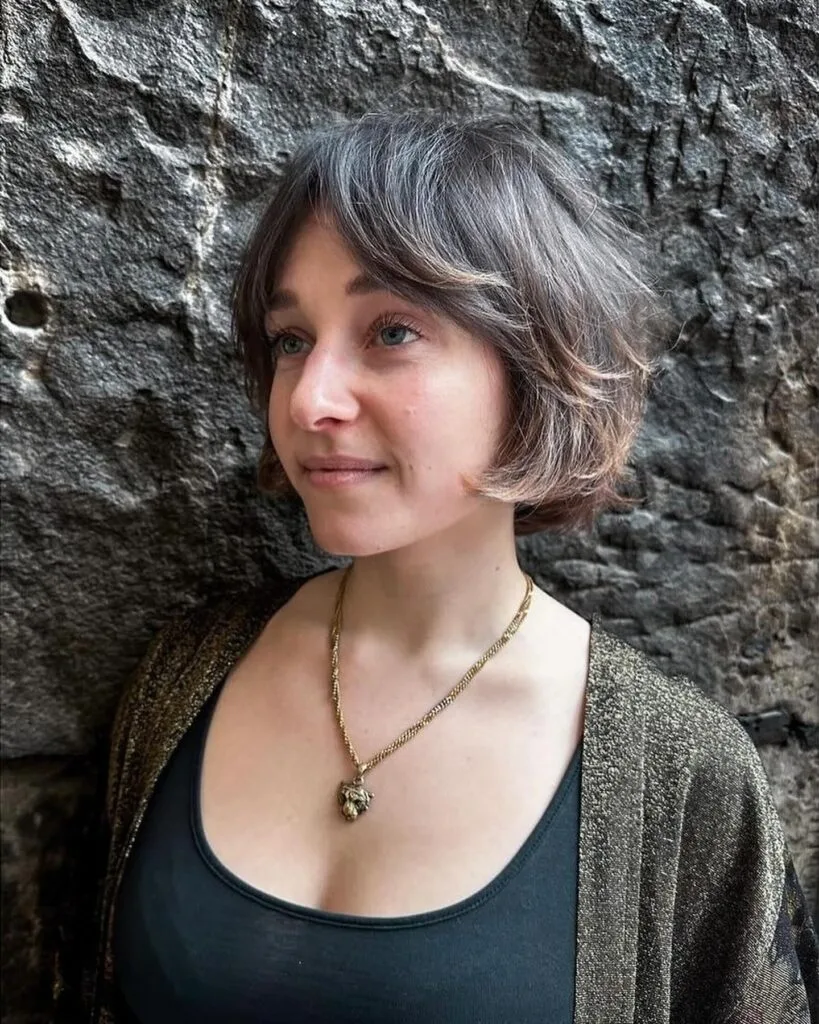 Textured Choppy Bob with Soft Layered Bangs