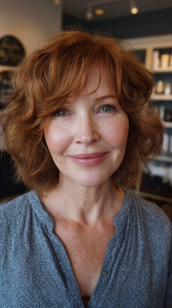 Textured Copper Bob with Soft Curls